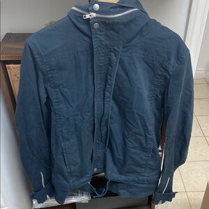 Vintage 5CM Navy Blue Jacket with Zipper Details Removable Accessories